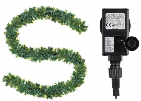 GIRLANDA ŚWIĄTECZNA ZIELONA 3M 100 DIOD LED Z LAMPKAMI DEKORACJA ŁAŃCUCH