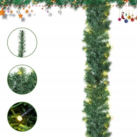 GIRLANDA ŚWIĄTECZNA ZIELONA 3M 100 DIOD LED Z LAMPKAMI DEKORACJA ŁAŃCUCH