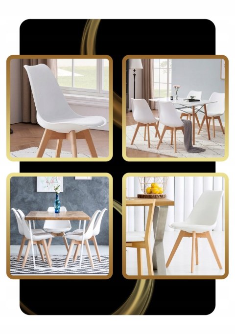 KRZESŁO SKANDYNAWSKIE DREWNIANE NOGI DO SALONU KUCHNI Z PODUSZKĄ 4 SZTUKI