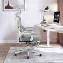 Krzesło Biurowe Ergonomiczne odchylane o 135° lędźwiowe i podnóżek, szare