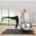 Piłka gimnastyczna Fitness z pompką ręczną szara 65cm Wielofunkcyjna