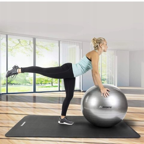 Piłka gimnastyczna Fitness z pompką ręczną szara 65cm Wielofunkcyjna