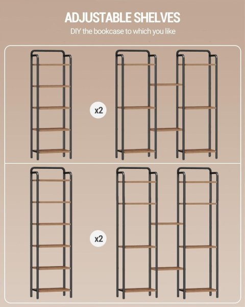 Regał Na Książki Industrialny Metalowa Rama Nowoczesny Stylowy Do Salonu
