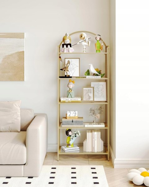 Regał Na Książki Stojący Ze Szkła Hartowanego Wielofunkcyjny Stalowa Rama