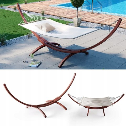 Hamak Stelaż do hamaka Brązowy 350 cm solidny drewniany łatwy montaż