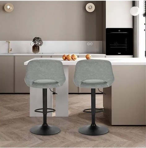 Hokery barowe stołki z oparciem i podnóżkiem szary designerski obrotowy 360