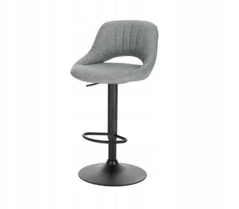 Hokery barowe stołki z oparciem i podnóżkiem szary designerski obrotowy 360