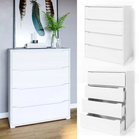 KOMODA BIAŁA Z SZUFLADAMI KOMODA 80CM 4 SZUFLADY SZAFKA DO SALONU SYPIALNI