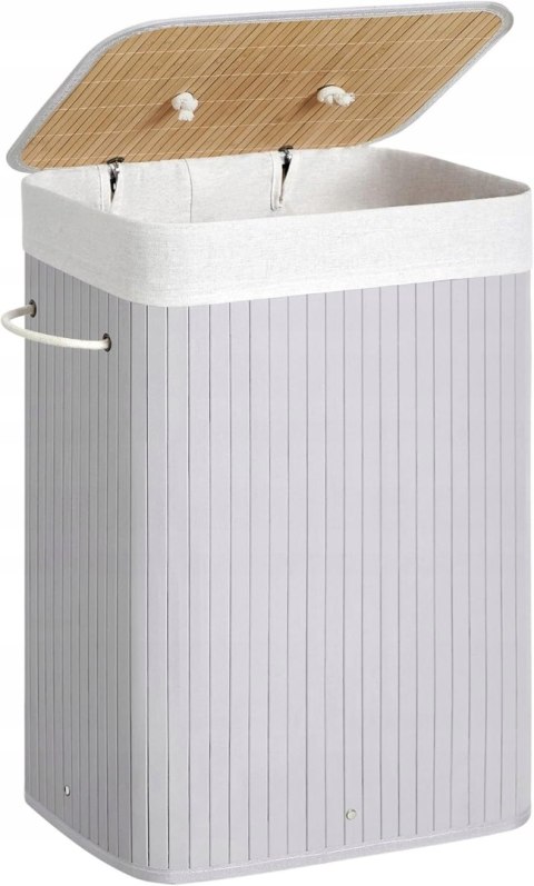 KOSZ NA PRANIE Z POKRYWKĄ WOLNOSTOJĄCY KOSZ BAMBUSOWY SKŁADANY 72L BOHO