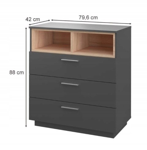 Komoda Z 3 Szufladami I Półkami Kredens Do Salonu Sypialni Pojemna Duża