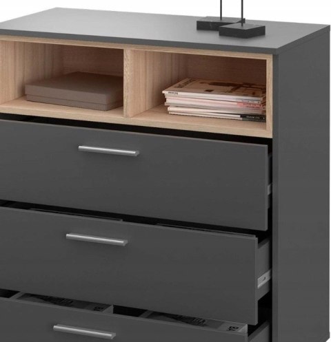 Komoda Z 3 Szufladami I Półkami Kredens Do Salonu Sypialni Pojemna Duża