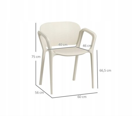 Krzesła Ogrodowe z Podłokietnikami i Oparciem wodoodporne zestaw 4 sztuki