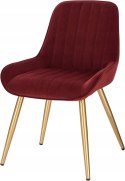 Krzesła do jadalni, salonu kuchni retro burgundowe aksamitne zestaw 2 sztuk