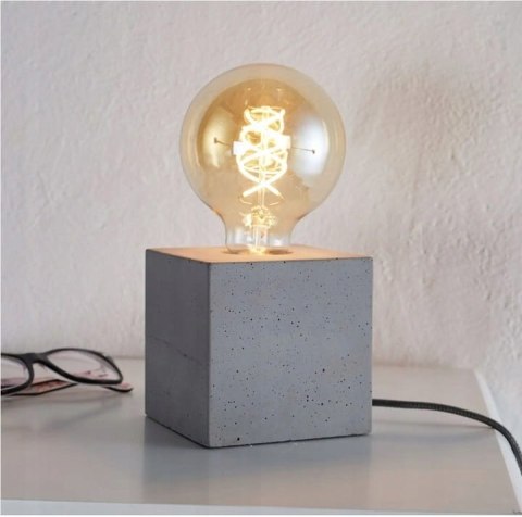 LAMPKA NOCNA DO SYPIALNI DO KONTAKTU BETONOWA DUŻA ŻARÓWKA LAMPA STOŁOWA