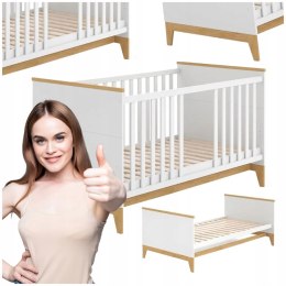ŁÓŻECZKO DZIECIĘCE 140X70 DREWNIANE Z BARIERKAMI BIAŁE ŁÓŻKO DLA DZIECKA