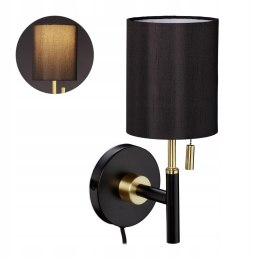 Lampa Ścienna Z Kloszem Z Tkaniny Z Wyłącznikiem Pociągowym Kinkiet Stylowa
