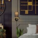 Lampa Ścienna Z Kloszem Z Tkaniny Z Wyłącznikiem Pociągowym Kinkiet Stylowa