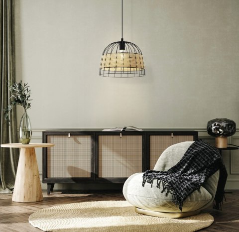 Lampa wisząca z metalowym drucianym kloszem naturalny design stylowa