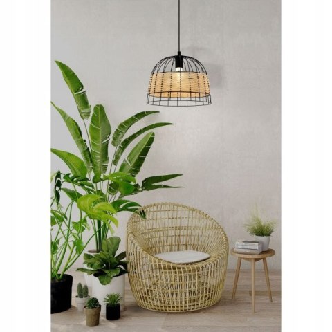 Lampa wisząca z metalowym drucianym kloszem naturalny design stylowa
