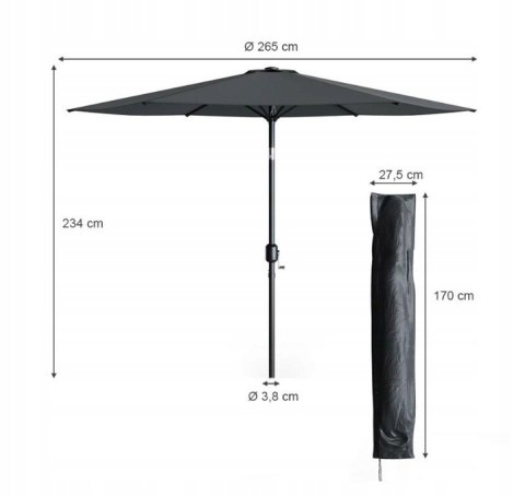 Parasol Ogrodowy Na Taras Balkon Z Regulacją Kąta Pochylenia I Pokrowcem