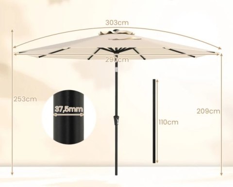 Parasol Ogrodowy Na Taras Balkon Z Regulacja Korbą Do Otwierania Beżowy