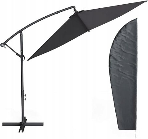 Parasol Ogrodowy Wspornikowy Ze Stojakiem O Średnicy 300cm kolor antracyt