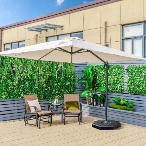 Parasol Ogrodowy klasyczny beżowy 300 x 273 cm Ze Stelażem Obrotowy 360