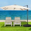 Parasol Ogrodowy klasyczny beżowy 300 x 273 cm Ze Stelażem Obrotowy 360