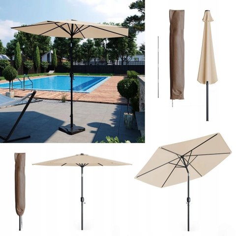 Parasol ogrodowy przeciwsłoneczny beżowy z pokrowcem 270cm ochrona przedUV