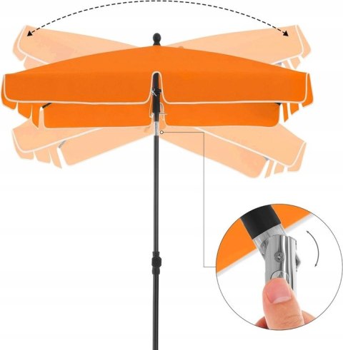 Parasol ogrodowy przeciwsłoneczny prostokątny pomarańczowy składany 125x200
