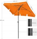 Parasol ogrodowy przeciwsłoneczny prostokątny pomarańczowy składany 125x200