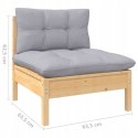 Sofa ogrodowa 2 osobowa z szarymi poduszkami z litego drewna sosnowego