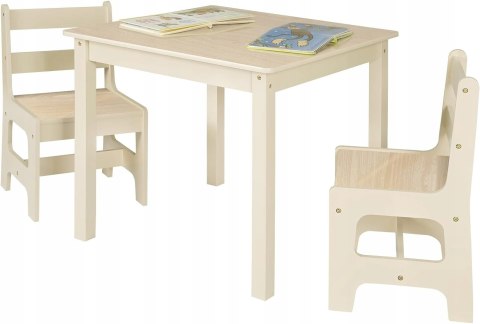 Stół z krzesłami dla dzieci do siedzenia 3częściowy solidny drewniany