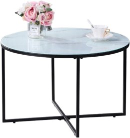 Stolik kawowy okrągły ze szklanym blatem nowoczesny stolik pomocniczy 70x70