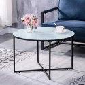 Stolik kawowy okrągły ze szklanym blatem nowoczesny stolik pomocniczy 70x70