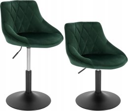 Stołki barowe hokery designerskie aksamitny ciemnozielone stopni zestaw