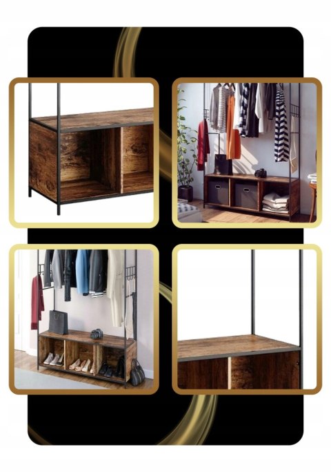 Szafa Rustykalna Wieszak Z Półką I Siedziskiem Do Przedpokoju Sypialni