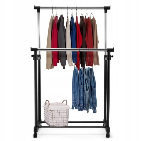 Wieszak na ubrania praktyczny stojak drążek 2 poziomy stabilny regulowany