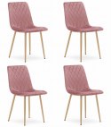 Krzesło TURIN - różowy aksamit / nogi kolor drewna x 4