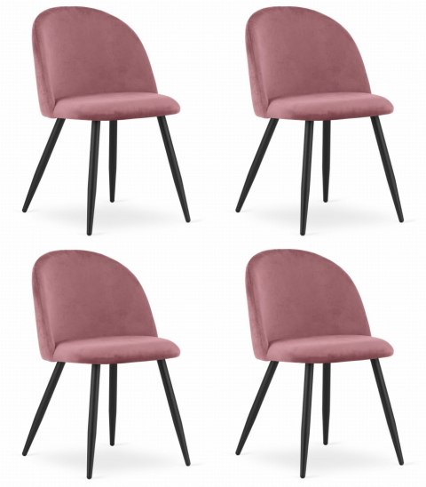 Krzesło BELLO - aksamit ciemny róż / nogi czarne x 4