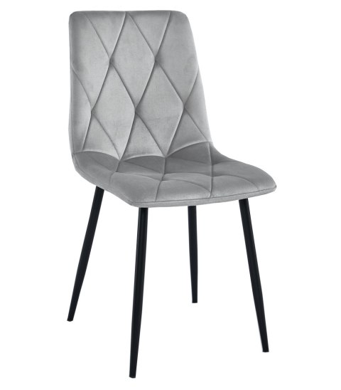 Krzesło LIBRA - aksamit srebrno-szary / nogi czarne x 2