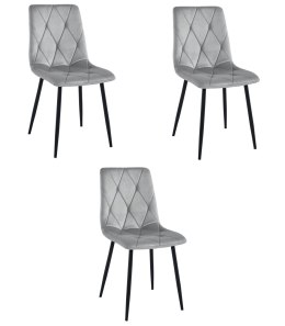 Krzesło LIBRA - aksamit srebrno-szary / nogi czarne x 3