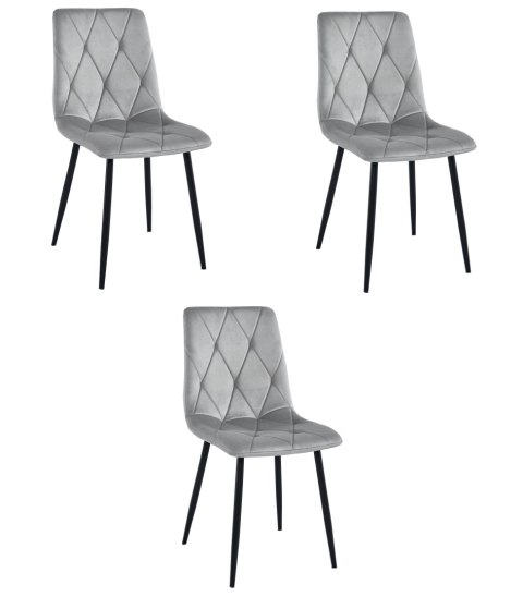 Krzesło LIBRA - aksamit srebrno-szary / nogi czarne x 3