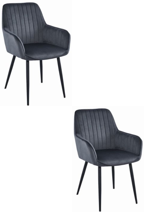 Krzesło SOLDEN - aksamit ciemny szary / nogi czarne x 2