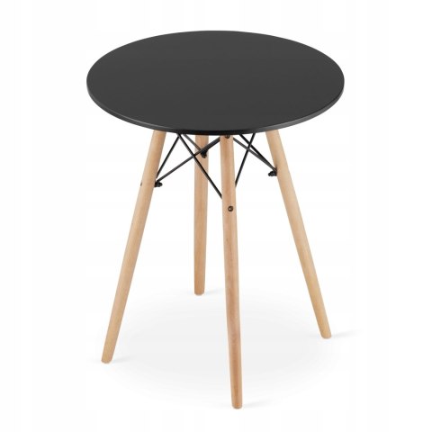 Zestaw stół okrągły TODI 60cm czarny + 2 krzesła LAGO czarne