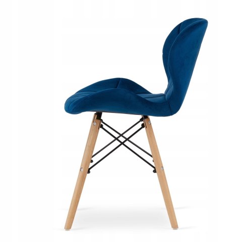 Zestaw stół okrągły TODI 80cm biały + 2 krzesła LAGO granatowe