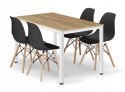 Zestaw stół prostokątny TESSA 120x60cm dąb + 4 krzesła OSAKA czarne