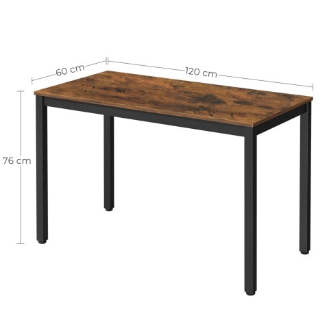 Zestaw stół prostokątny TESSA 120x60cm rustykalny + 4 krzesła OSAKA czarne