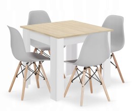 Zestaw stół kwadratowy 80x80cm dąb sonoma + 4 krzesła OSAKA szare