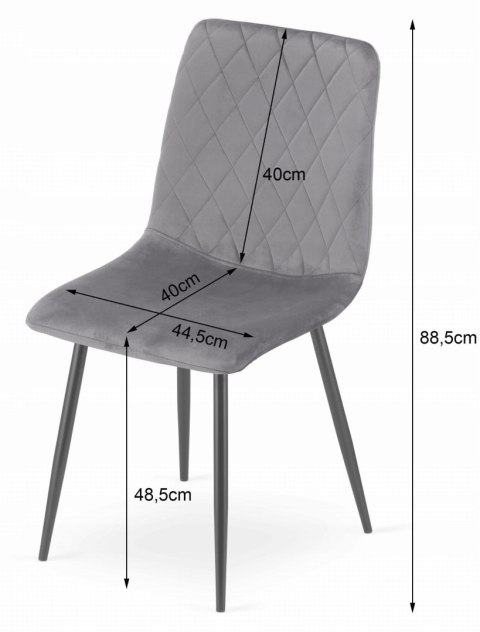 Zestaw stół okrągły TODI 80cm czarny + 4 krzesła TURIN ciemnoszare